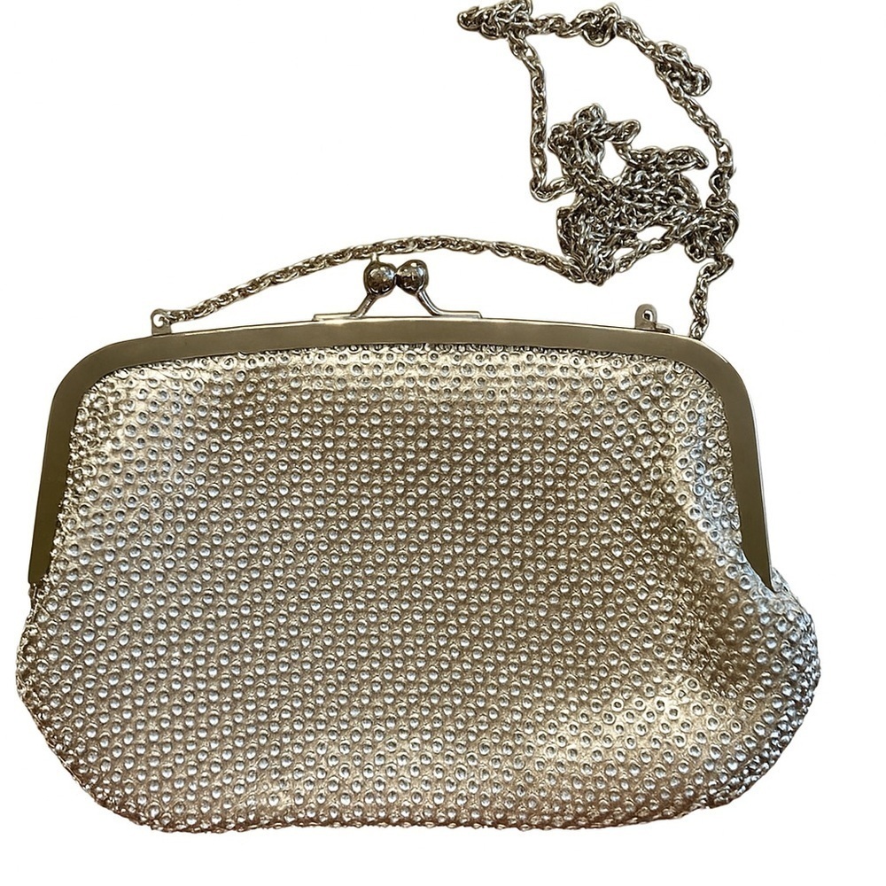 Jessica McClintock gold Mesh Evening Clutch/Crossbody Bag